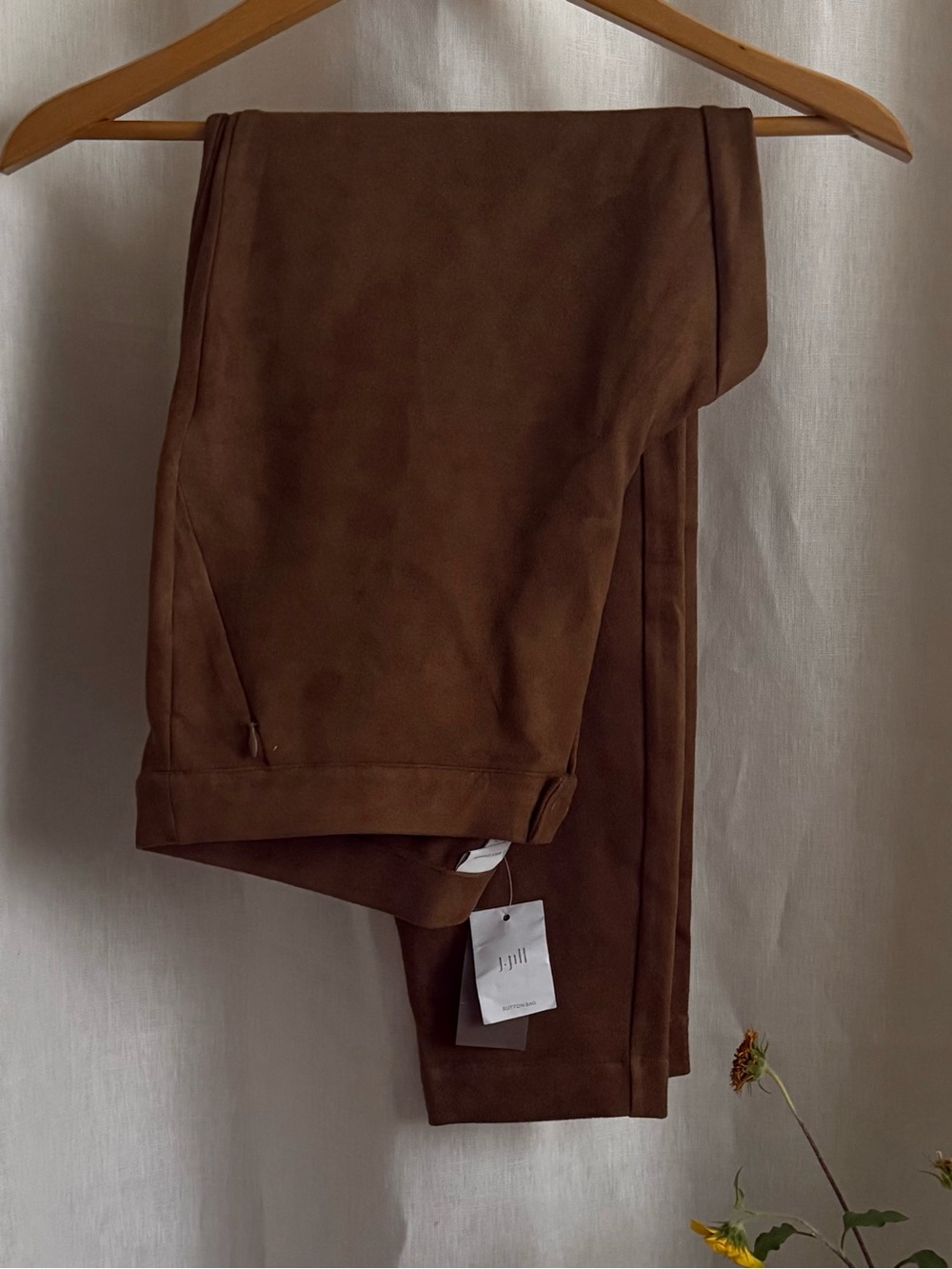 NWT J.Jill Faux Suede Ankle Leggings Medium Acorn Brown Stretch Pants Fall